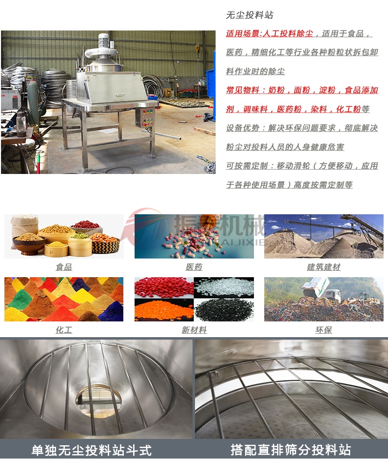 抗菌肽人工小袋無塵投料站直排振動篩應(yīng)用范圍